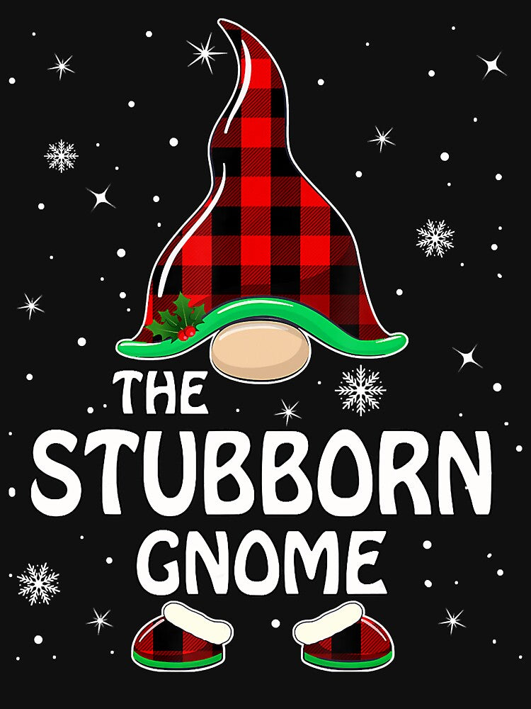 Stubborn Gnome Buffalo Plaid Matching Family Christmas by JonathanJeffrey