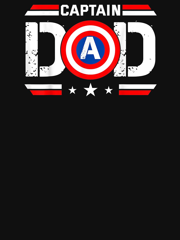 Captain Dad Superhero Funny Men Fathers Day Vintage Dad T-Shirt by Happy-Luxemb
