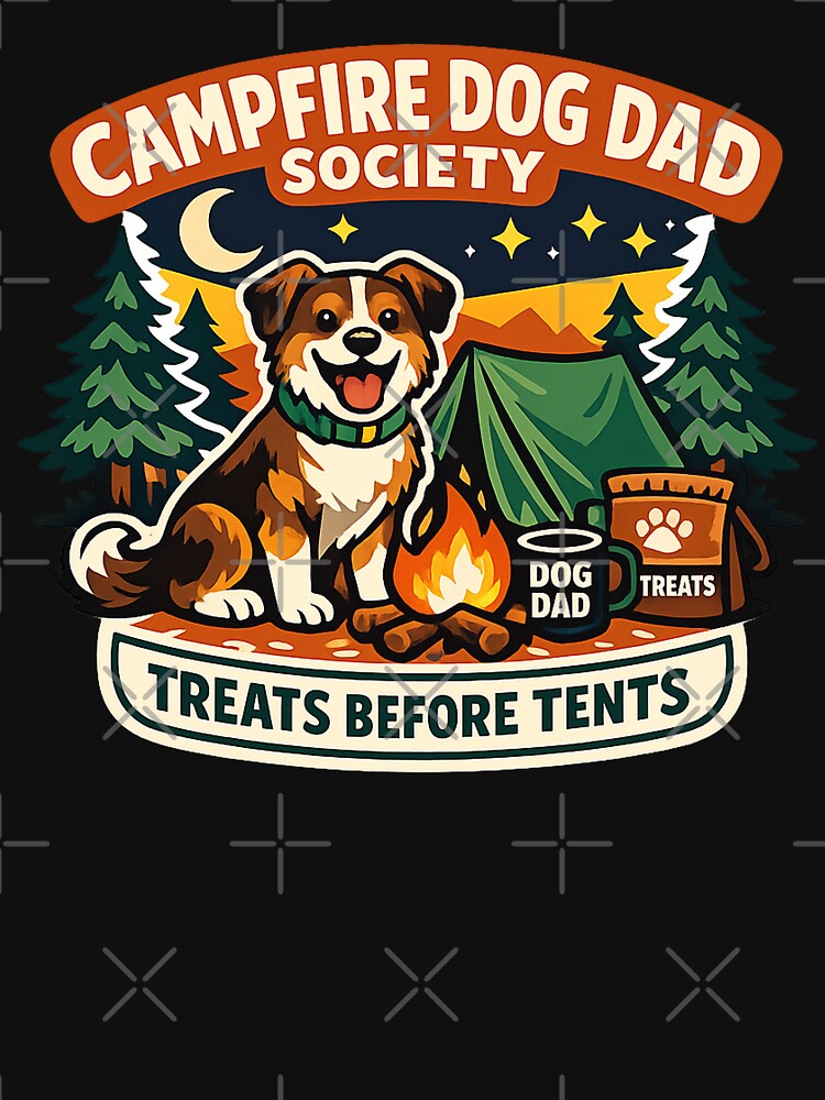 Campfire Dog Dad Society Funny Camping Dog Shirt by Concrete Coffee Studio