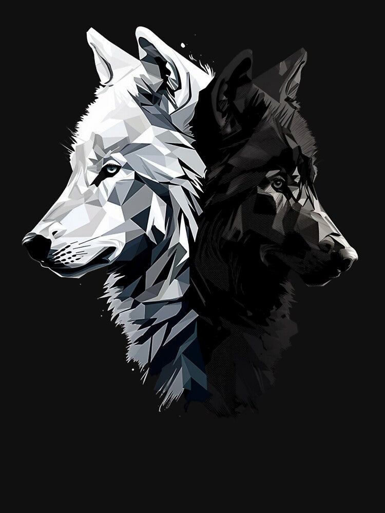 Dangerous and Beautifull. Two wolves, black and white. by DiamondPixel