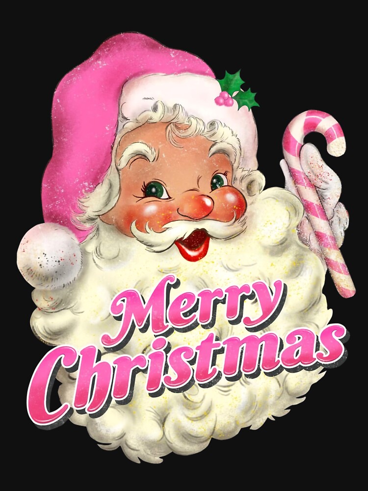 Vintage Pink Santa Claus Merry Christmas by Mikhailaw