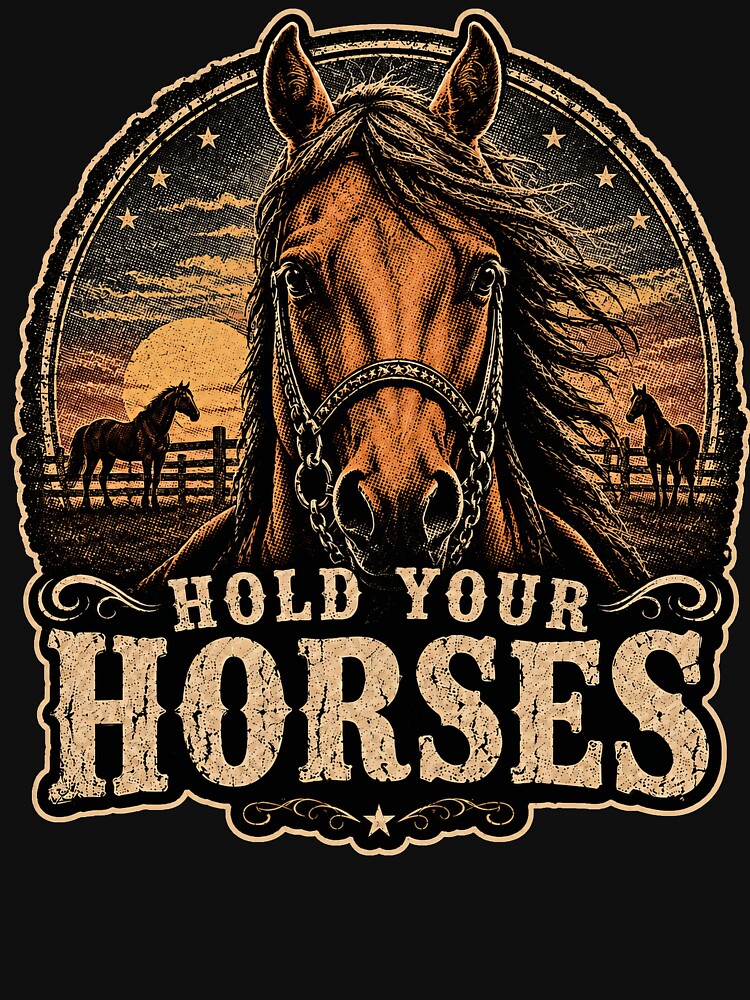 Hold Your Horses – Vintage Western Horse Lover Equestrian Country Design by PosiMCreations