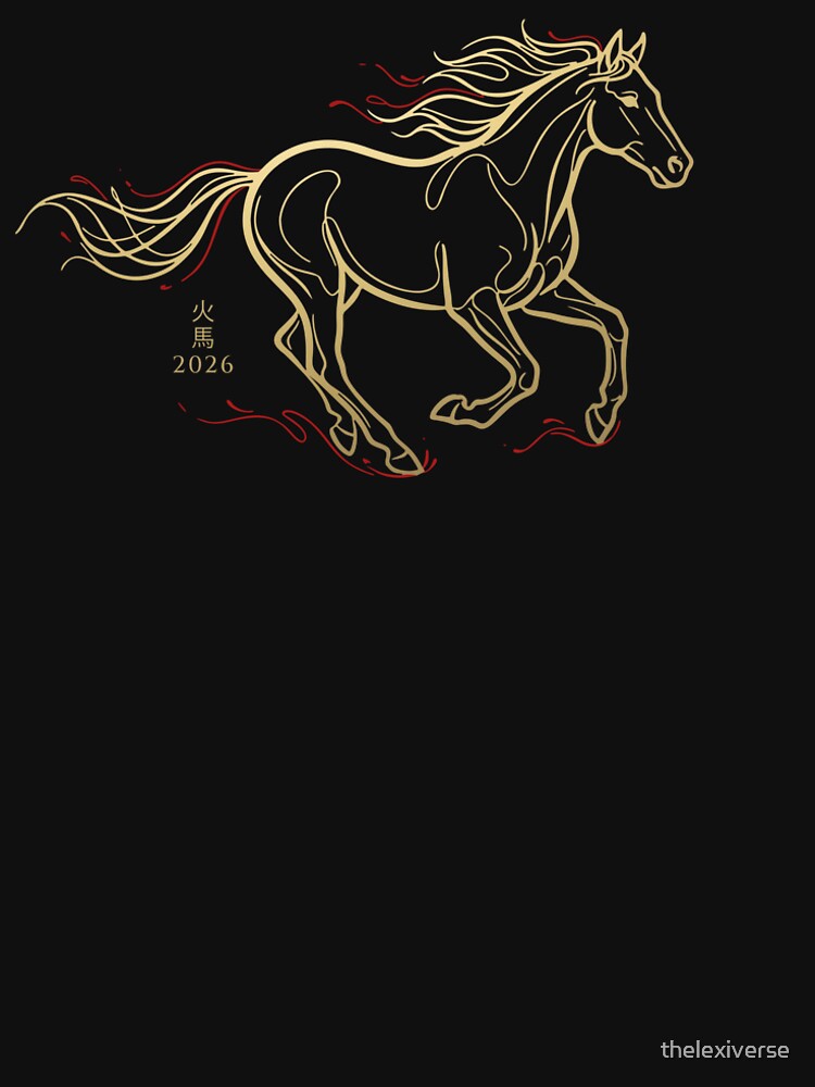 Fire Horse 2026 Lunar New Year Gold Red Aesthetic by thelexiverse