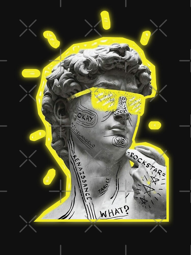 Vaporwave Doodle David statue by PourElla