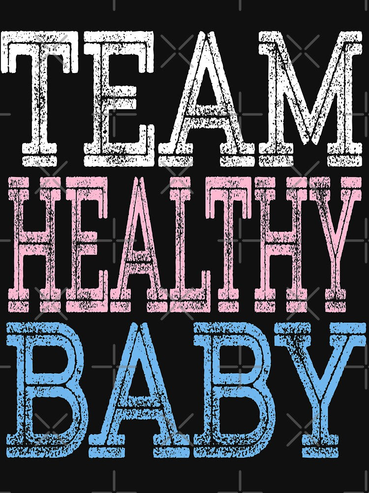 Team Healthy Baby Gender Reveal Announcement Baby Shower Party TShirt by arcadetoystore