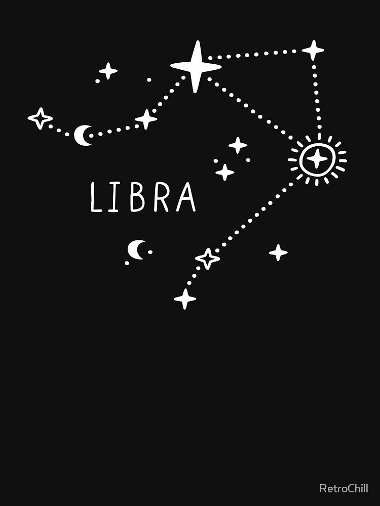 Libra Constellation Zodiac Art – Minimal Celestial Star Map by RetroChill
