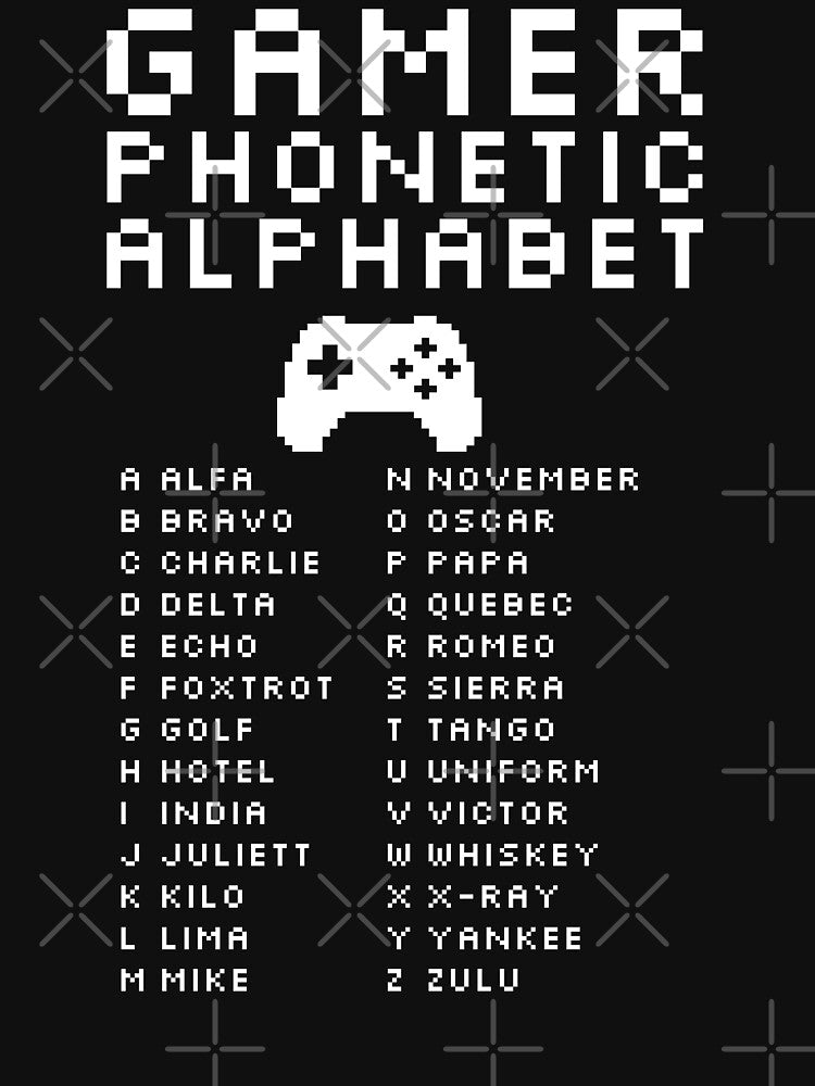 Gamer Phonetic Alphabet – Retro Pixel Radio Code by AnnSign