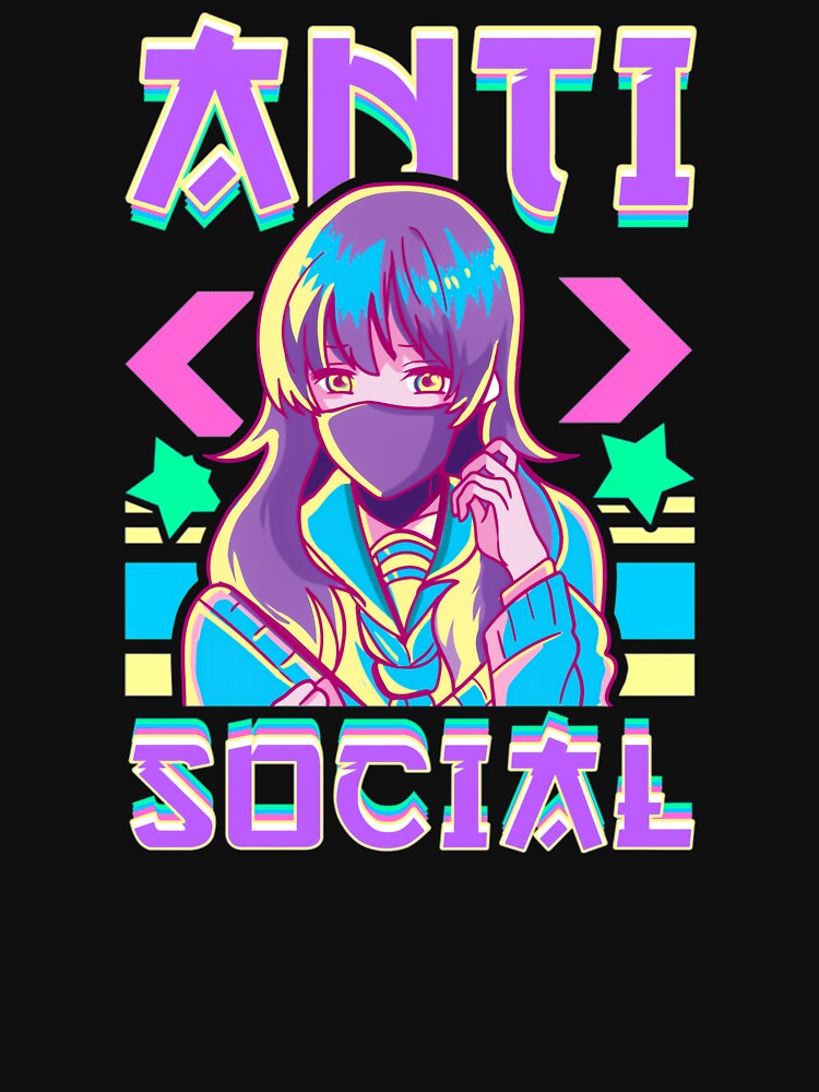 Anti Social Vaporwave Anime Cute Girl Japanese Antisocial by Hitagivapor