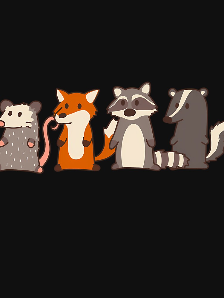 Fox Raccoon Opossum  Skunk Woodland Friends by Kaleighcormack