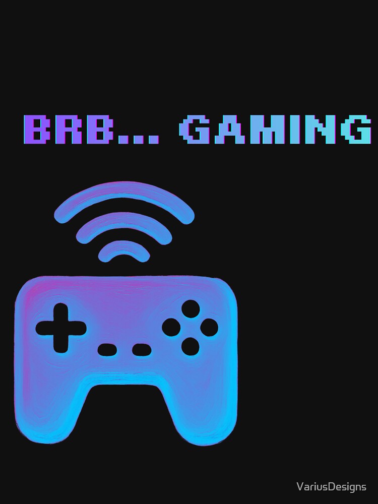 BRB... Gaming | Neon Retro Gamer Controller | Pixel Art Gaming Design by VariusDesigns