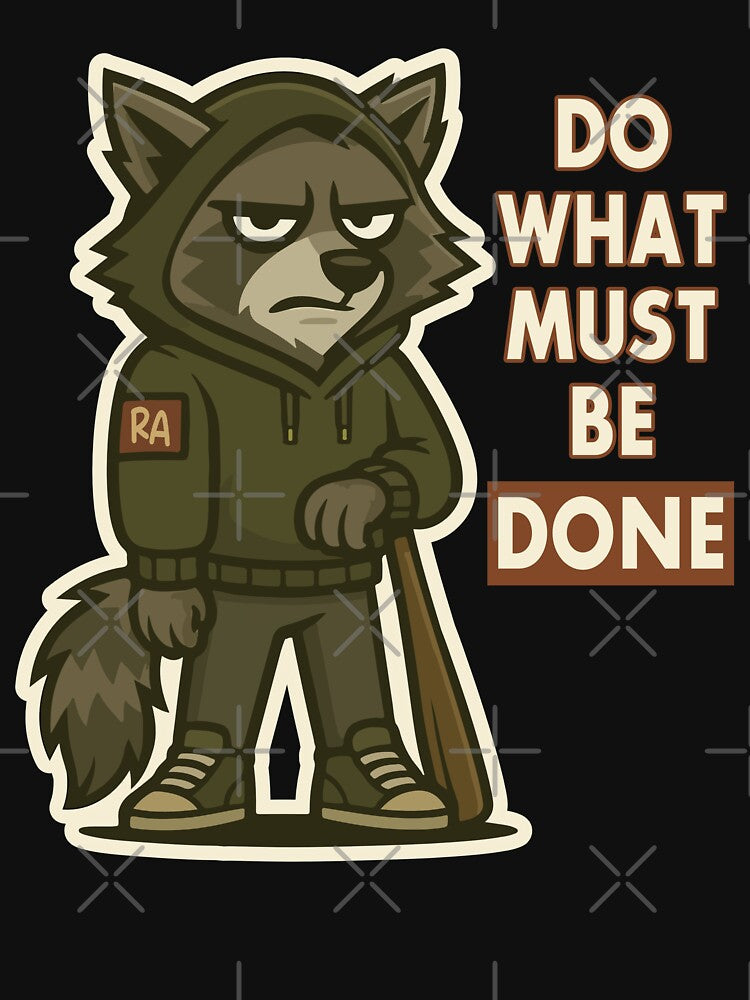 Do What Must Be Done – Raccoon with Baseball Bat by Rebel Animal