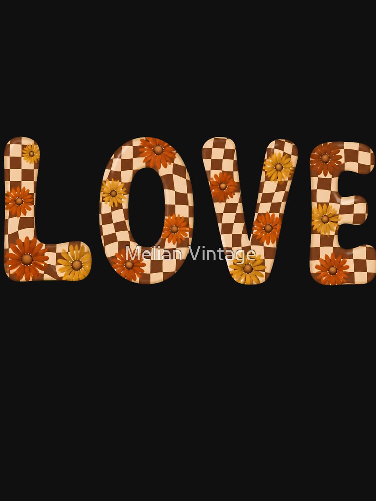 Retro Checkerboard Love - Groovy Flower Power Daisies by Melian Vintage