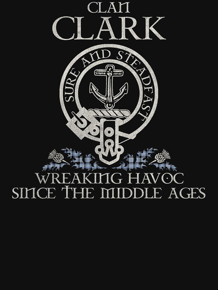Clan Clark crest Scottish surname tartan Thistle vintage by Clan1093