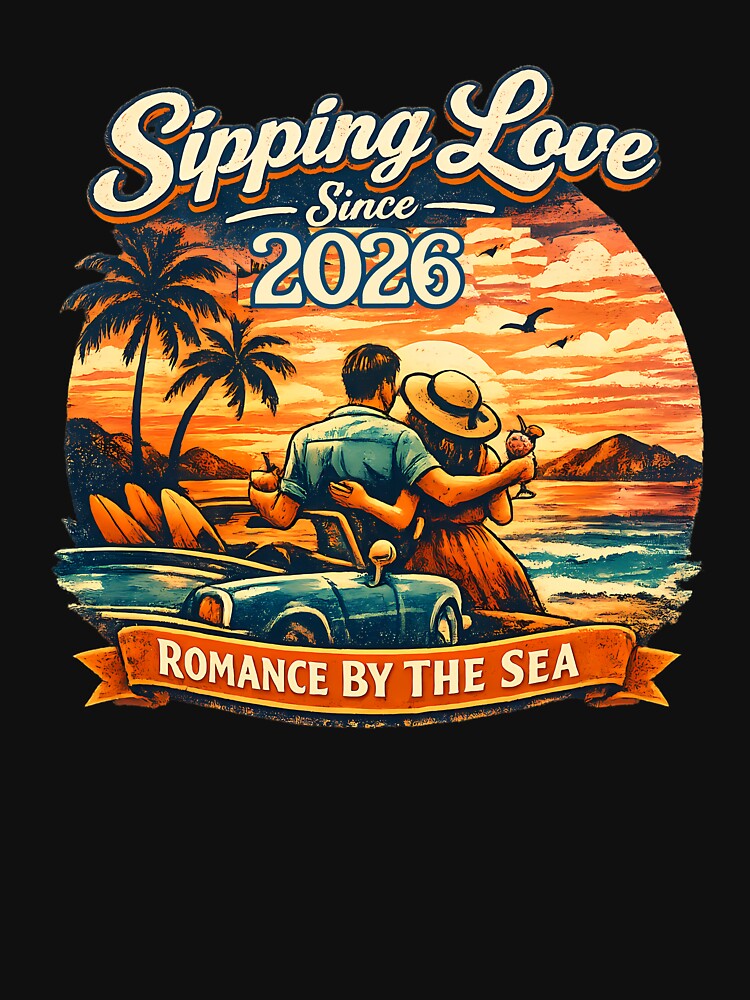 Sipping Love Since 2026 Romantic Summer Vacation Couple Design by RoyesButler