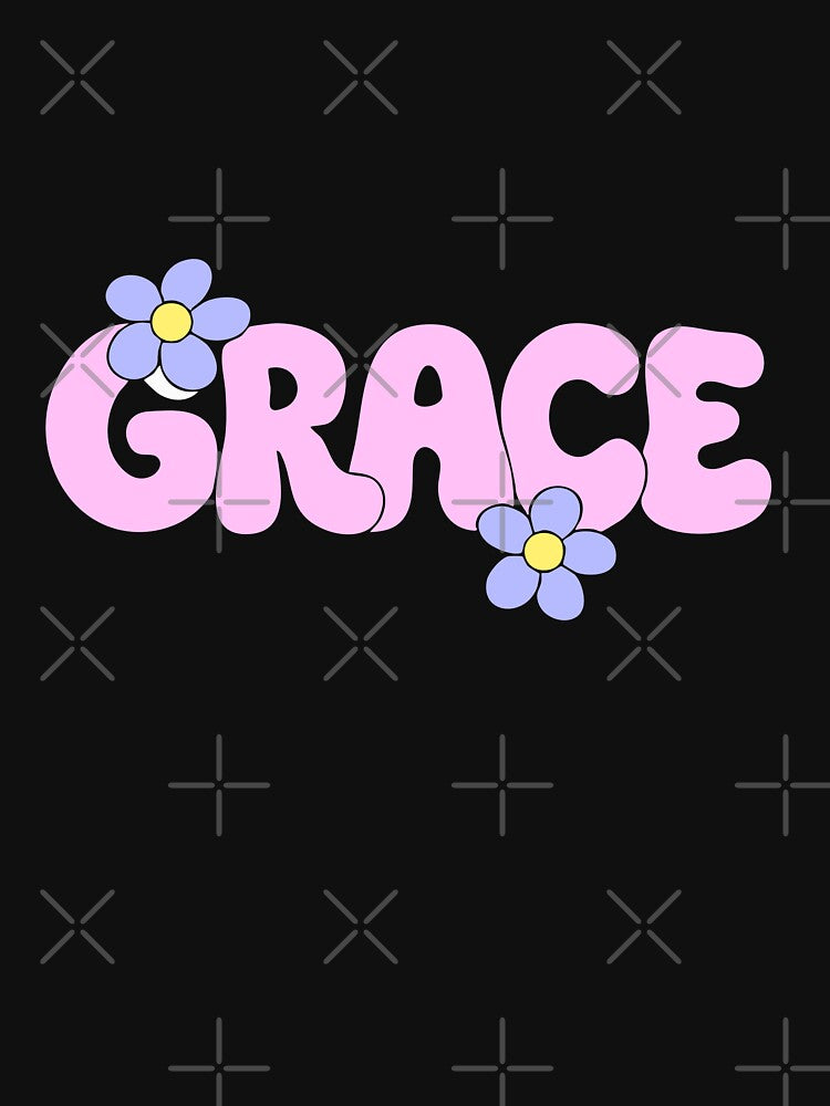 Grace Retro Groovy Flower Power Aesthetic Text Design by graphicnew