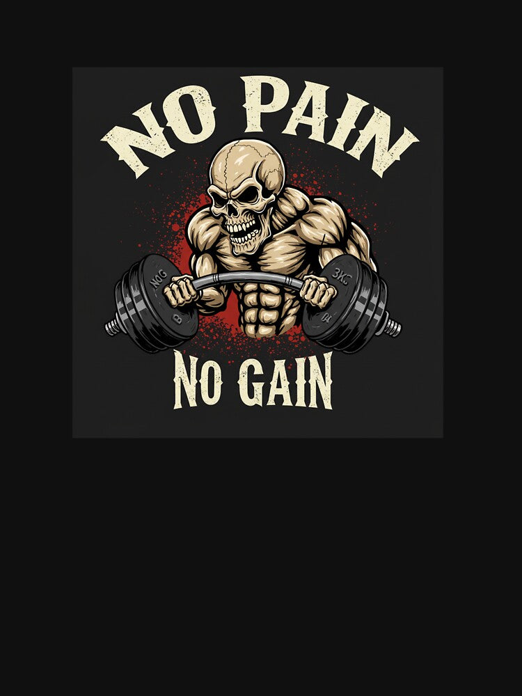 No Pain No Gain – Hardcore Skull Gym Design by BoldPrints4