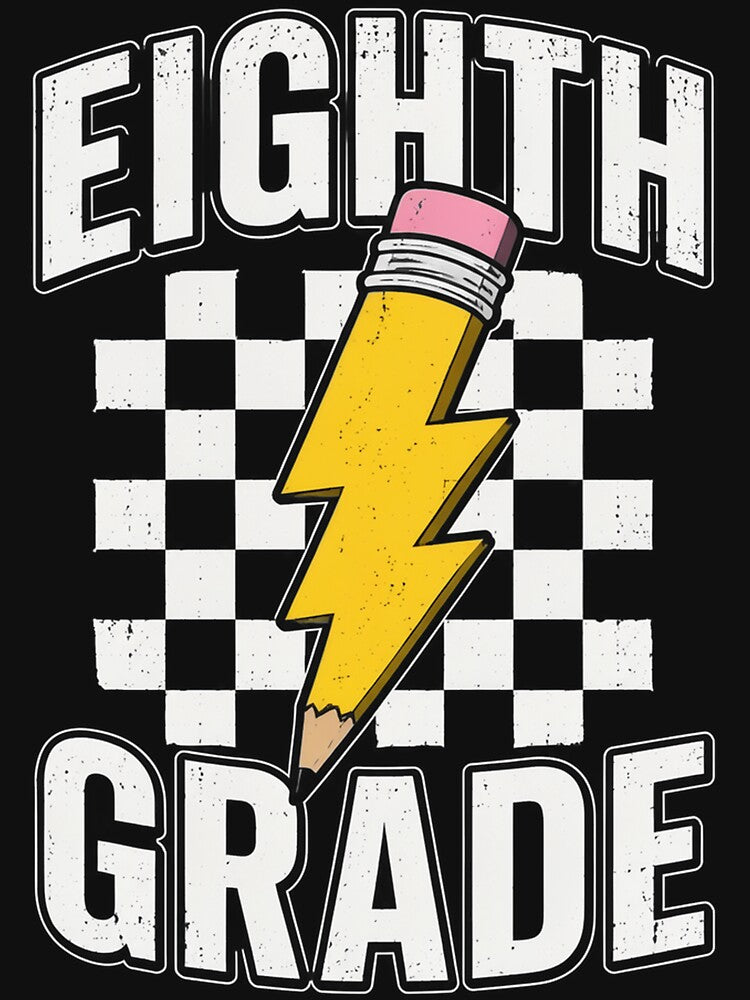 Eighth Grade Lighting Bolt Pencil Retro 8th Grade Teacher by OlakunleOloroz