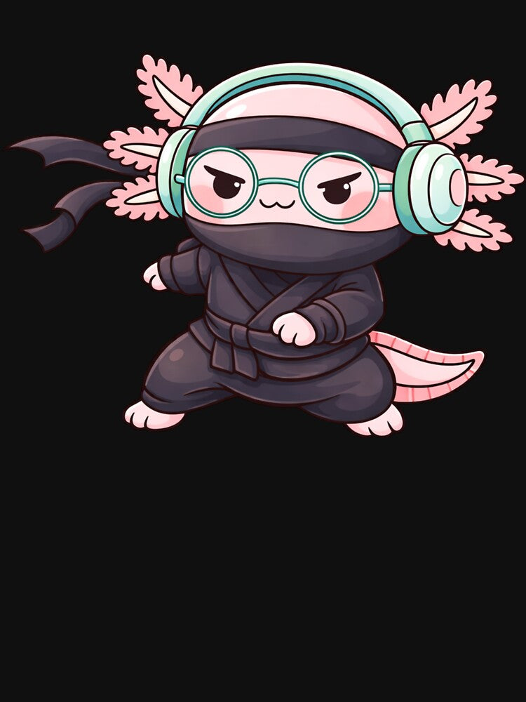 Sword Master Ninja Axolotl – Cute Kawaii Ninja Axolotl with Katana Chibi Art by ColorSplash123