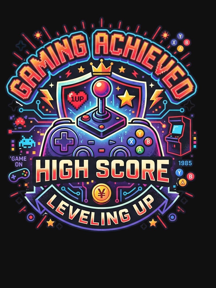 Retro Arcade Gamer Controller - High Score Leveling Up by LevelUpLad
