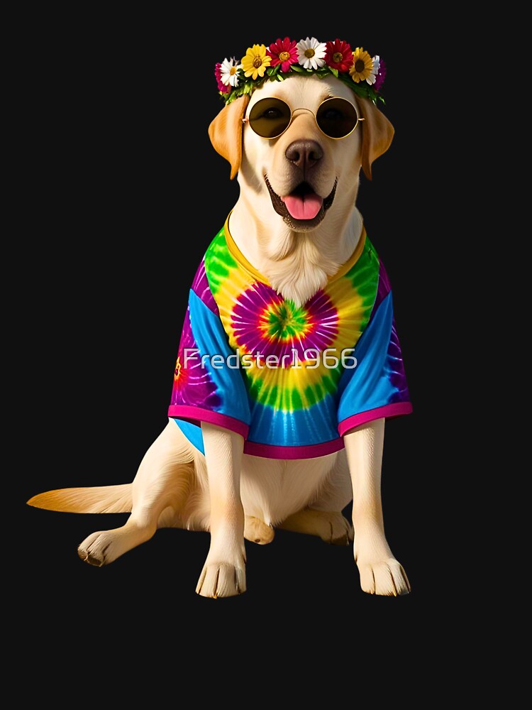 Groovy 1970s Labrador Retriever – Peace, Love & Hippy Vibes by Fredster1966