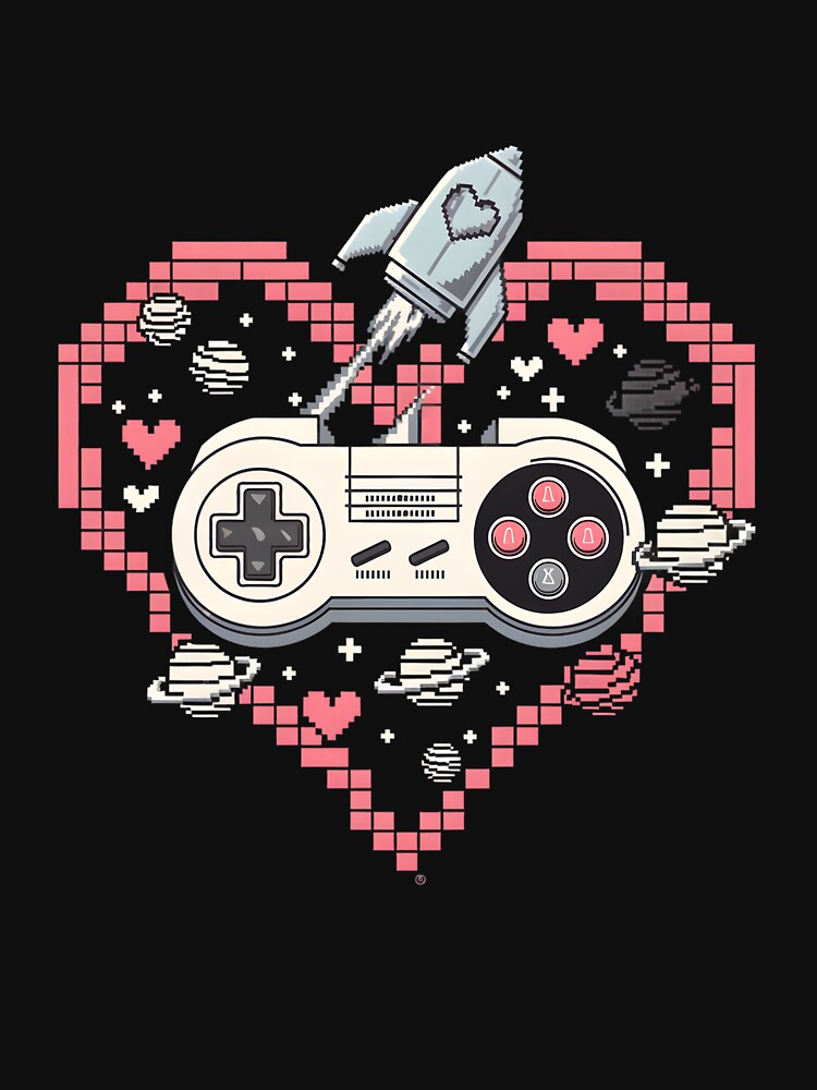 Love Gaming Controller Heart Rocket Space Video Game Men Boy by clothesy7