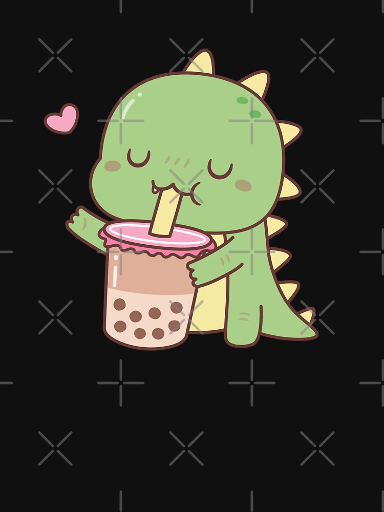 Cute Little Dino Loves Boba Milk Tea by rustydoodle