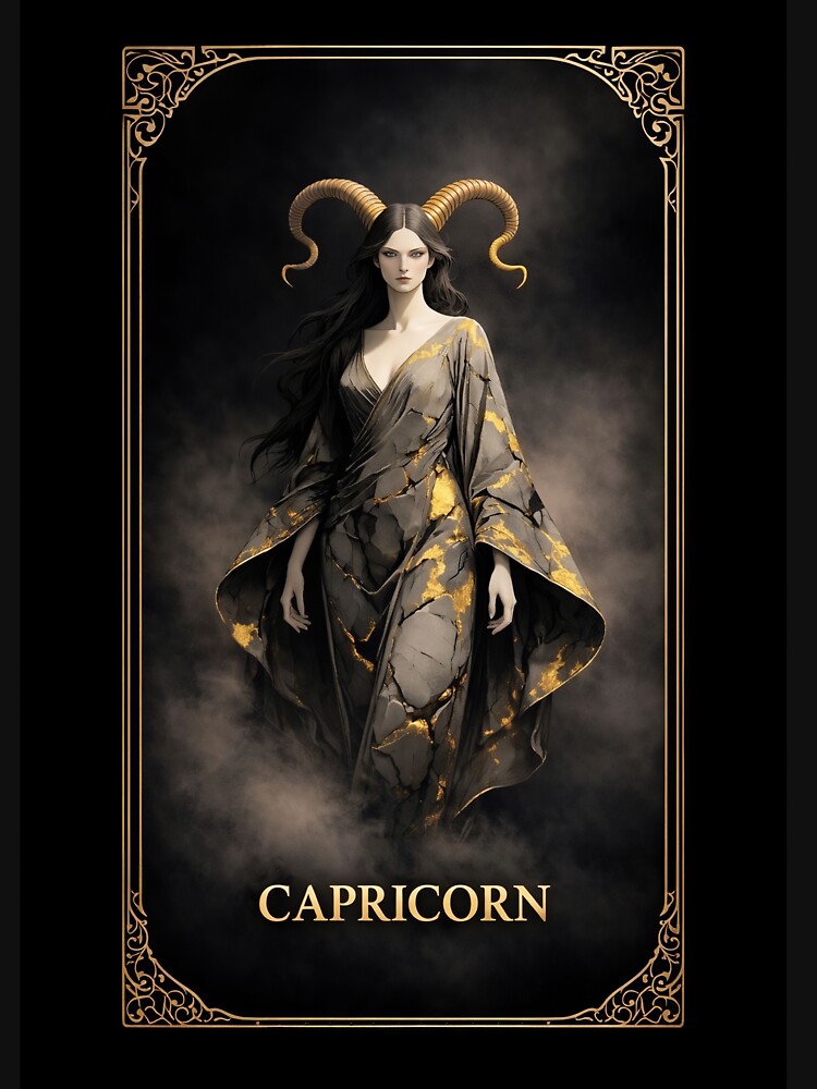 Capricorn Mystic Empress — Dark Gold Marble Zodiac Phone Case by Soulharmony