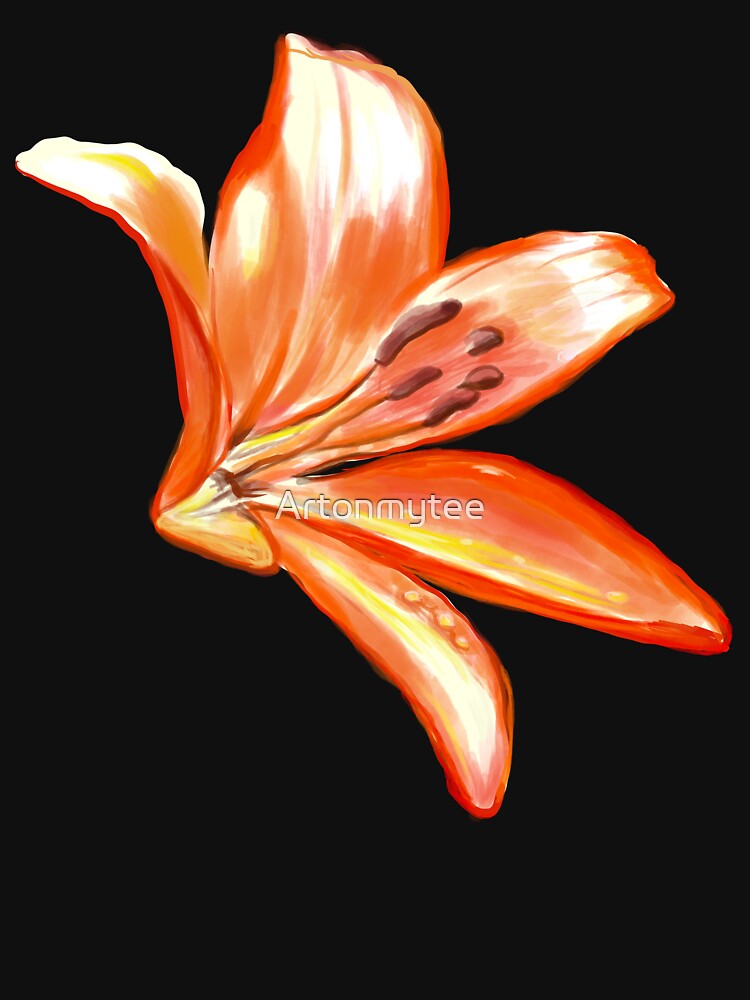 Vibrant Retro Orange Lily - Aesthetic Tropical Botanical Garden Flower Art by Artonmytee