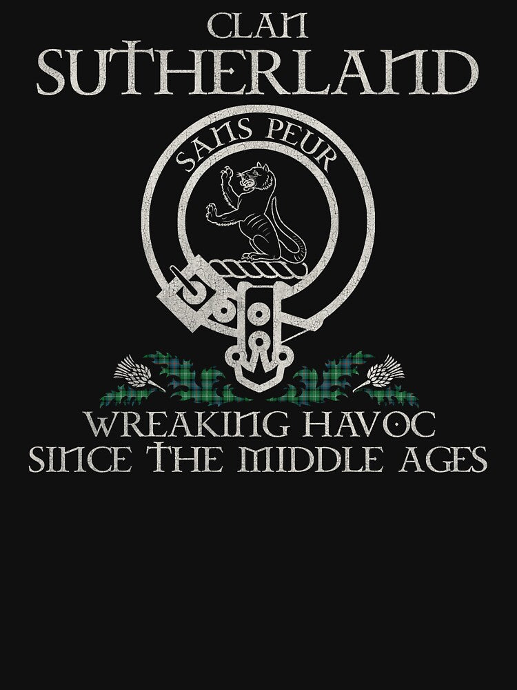 Clan Sutherland crest Scottish surname tartan Thistle vintage by Clan1093