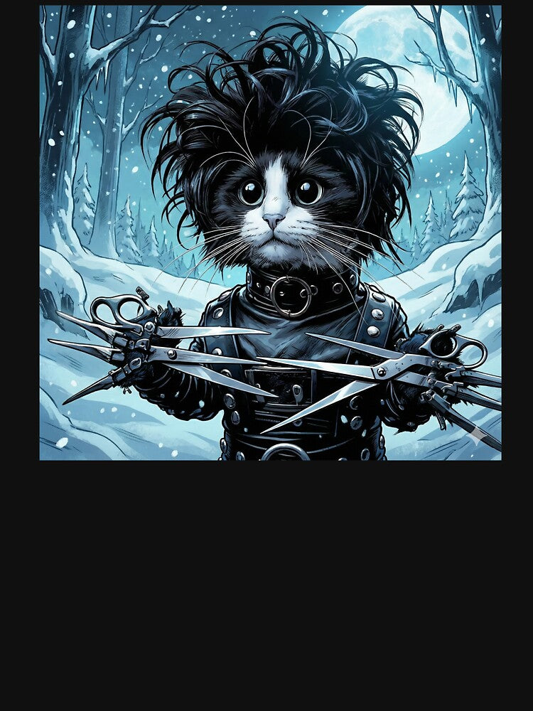 Young Scissorhands Cat in Snowy Forest by Mistermike248