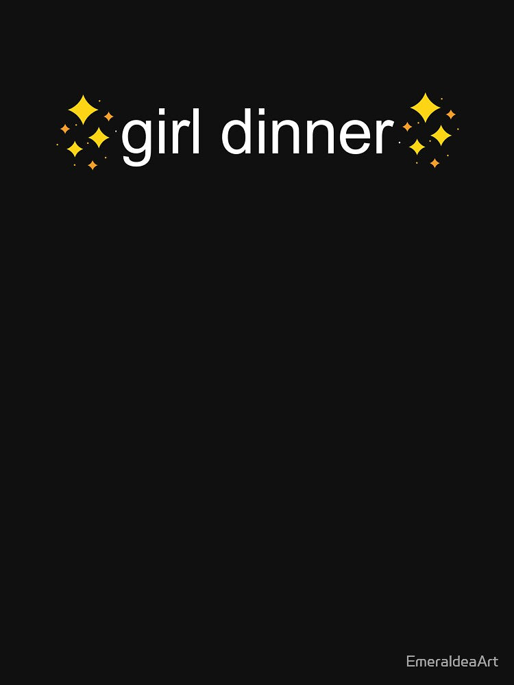 girl dinner tiktok viral white text starry by EmeraldeaArt