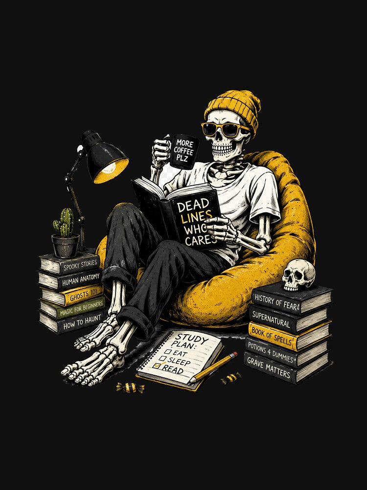 Coffee Skeleton Book Lover Reading Graphic by TheZyro