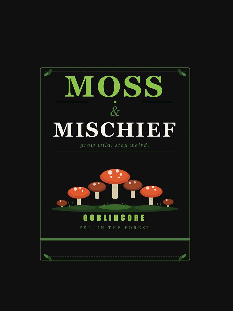 Moss And Mischief Goblincore Mushroom Cluster Dark Forest Cottagecore Graphic by Mega-Shopping