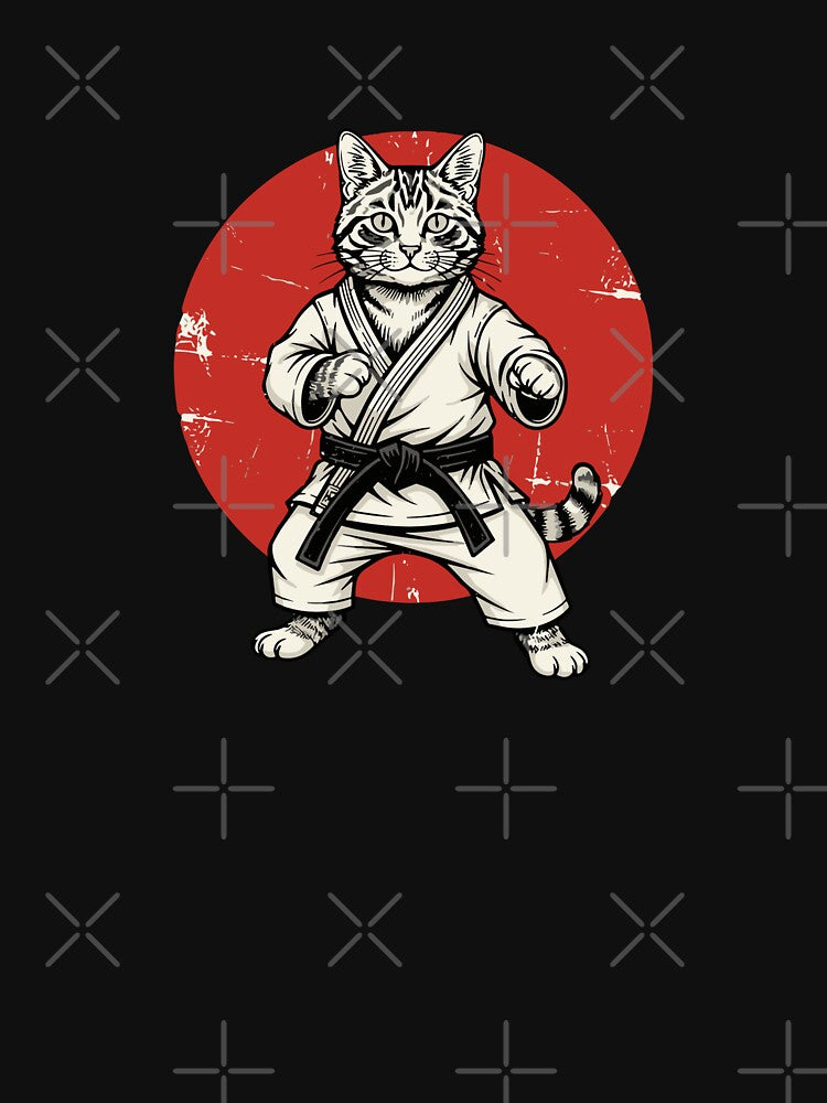 Karate Cat Black Belt Martial Arts Japanese Feline by PopStars1993