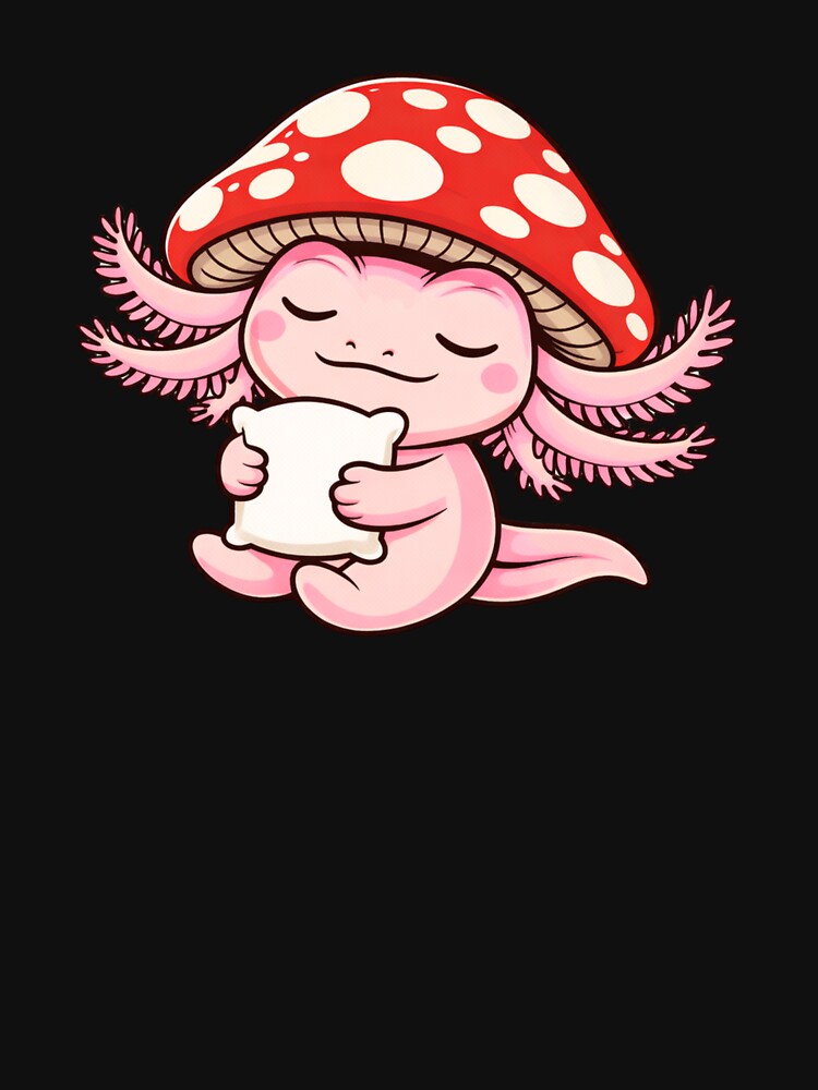 Minimal Sleepy Axolotl with Mushroom Hat – Cute Pastel Illustration by ColorSplash123