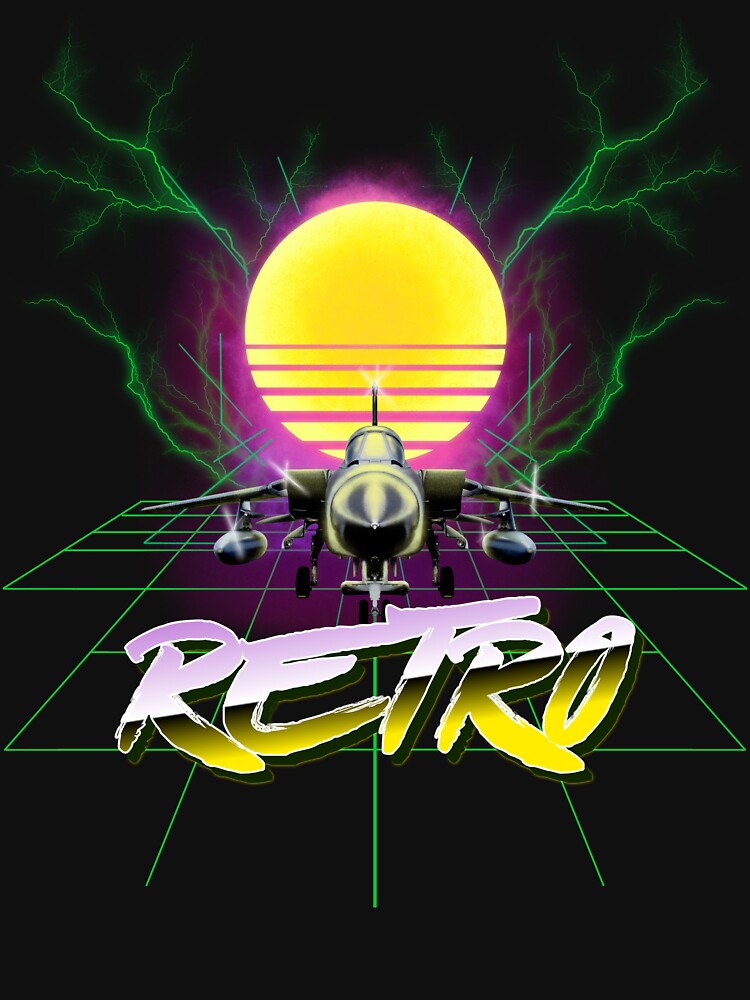Retro Synthwave Jet - 80s Aesthetic T-Shirt Design by greenstar21