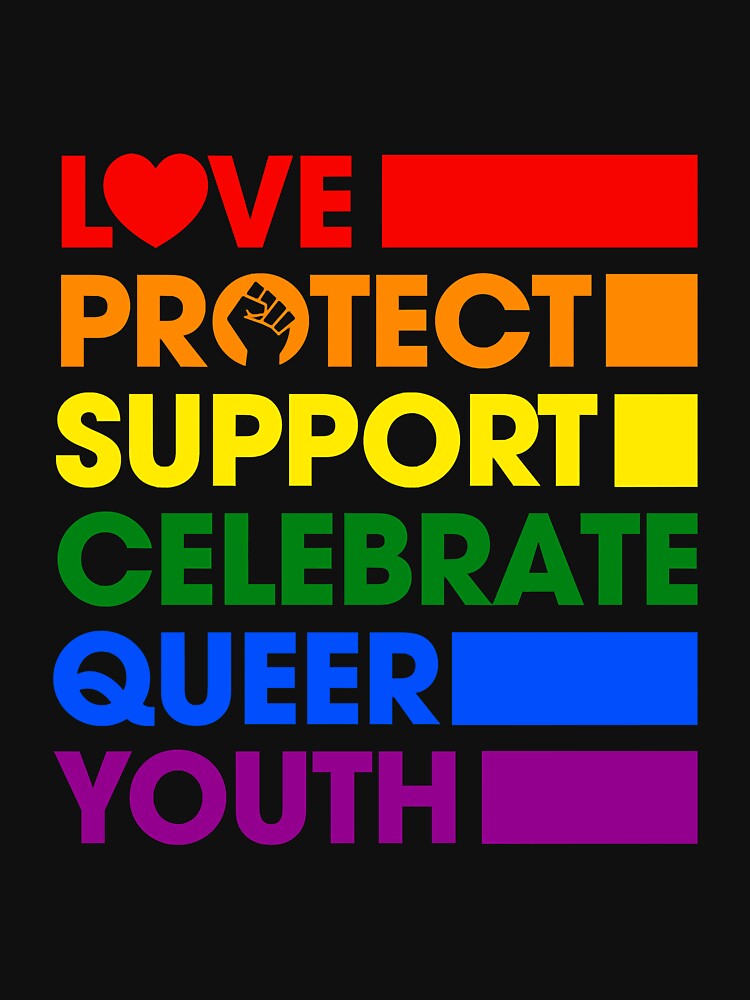 Love Protect Support Celebrate Queer Youth LGBTQ Gay Ally Pullover Hoodie by luciaaljudith