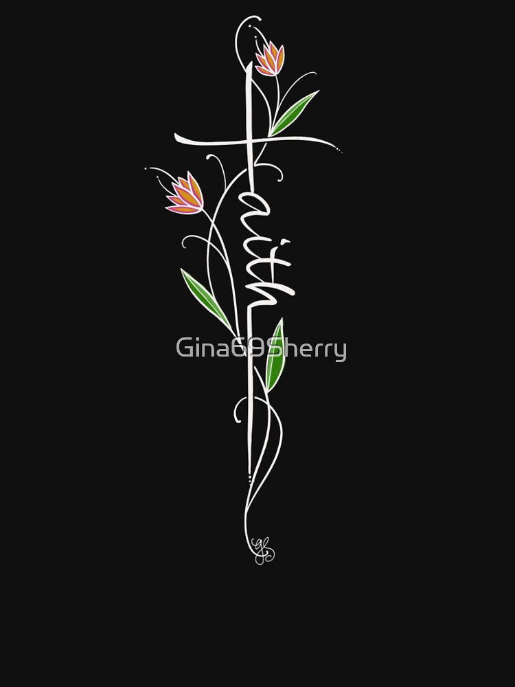 WHITE FAITH CROSS WITH FLOWERS by Gina69Sherry