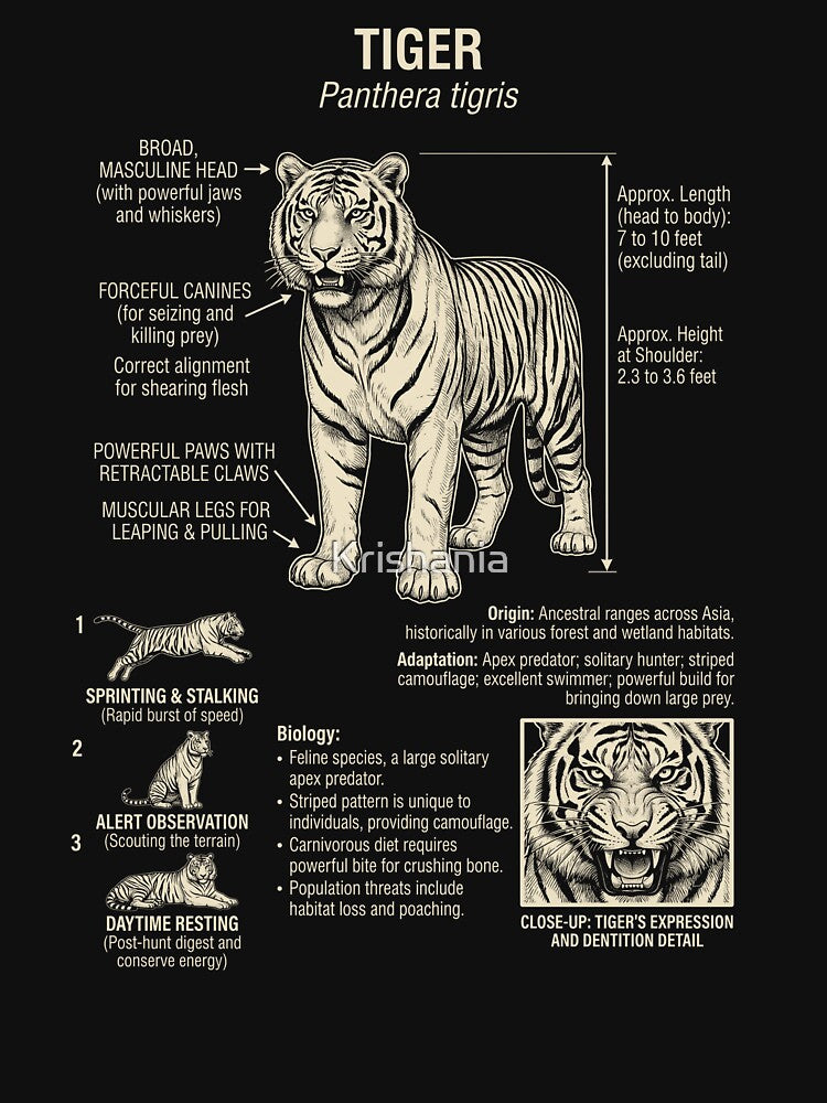 Tiger Scientific Anatomy Biology Animal Lover by Kimberley King Art  King Art