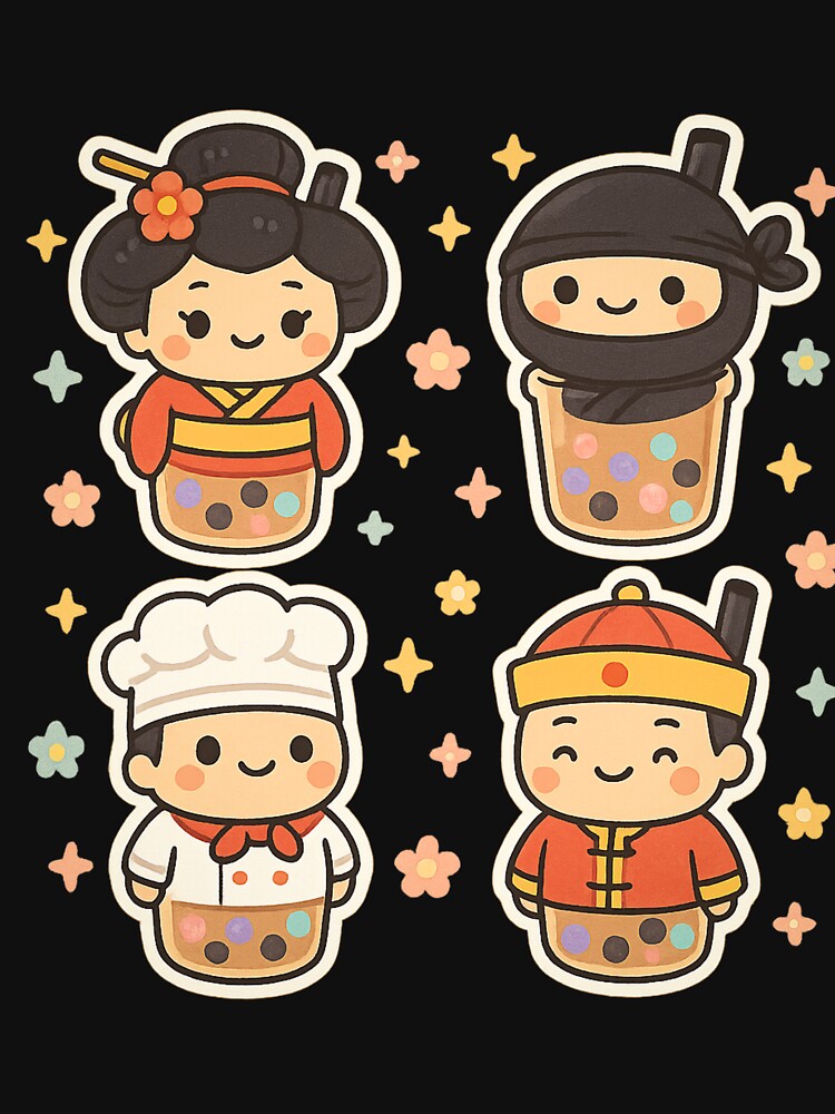 Cute Boba Crew in Cultural Costumes by MindsInBloom