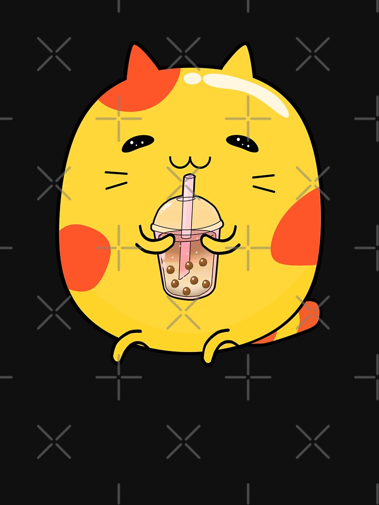 Cute Cat drinking boba milk by lazarosdesign