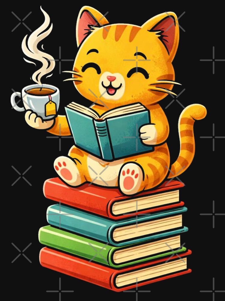 Reading Cat Shirt – Funny Book & Tea Lover Gift by Alexis Art Collection