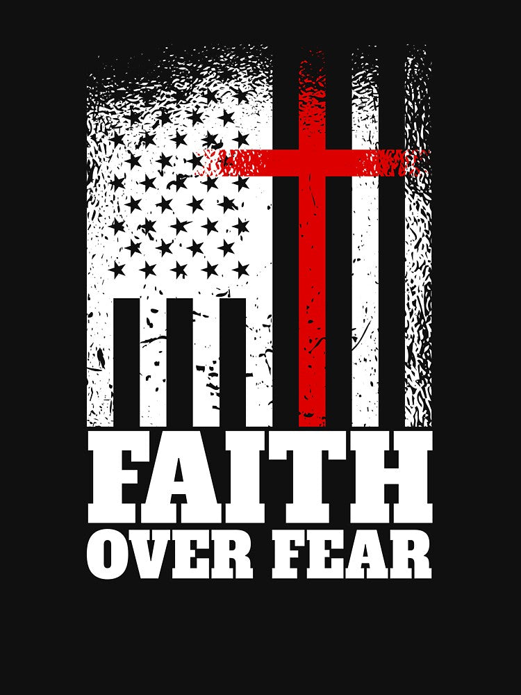 Faith Over Fear American Flag Cross Faith Over Fear Gear by DynamicDesign