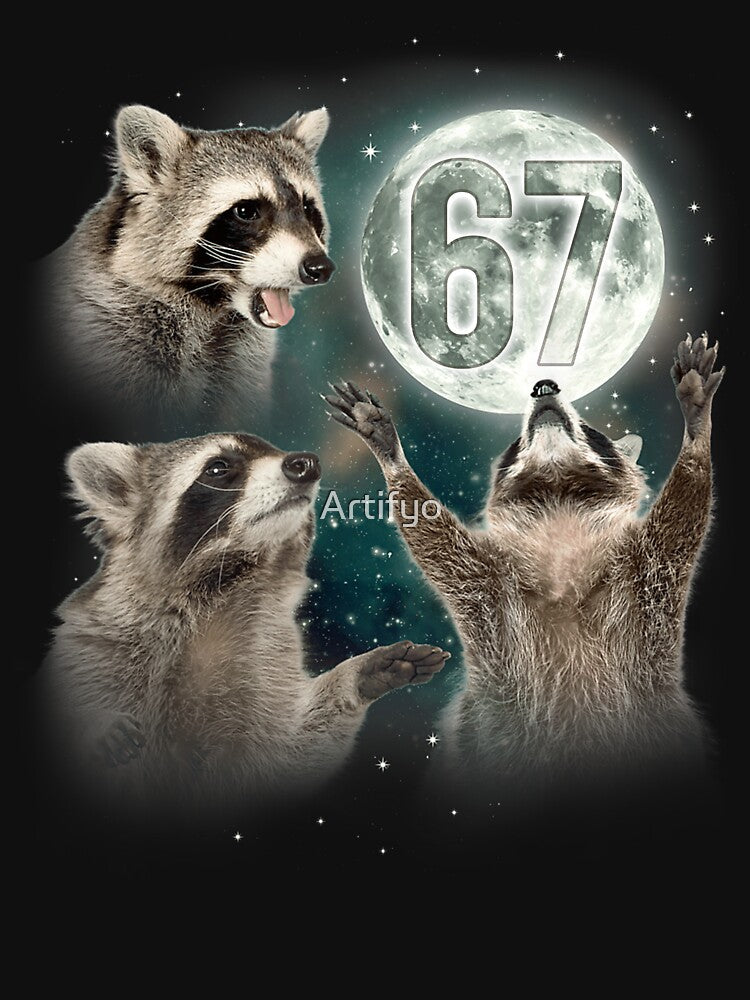 67 Meme 3 Racoon Howling at The Moon 6 7 Six Seven Meme by Artifyo