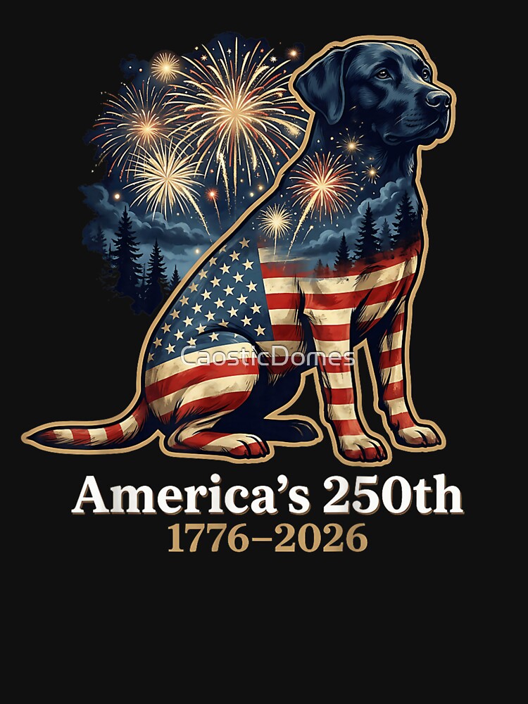 America 250th Anniversary 1776 To 2026 Patriotic Labrador Retriever Dog Art by CaosticDomes