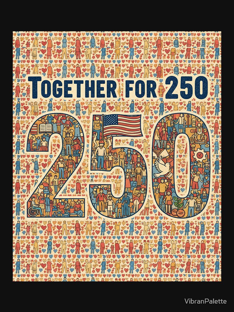 Together for 250 – America 250th Anniversary Design | 1776–2026 USA Semiquincentennial Celebration of Freedom and Unity by VibranPalette