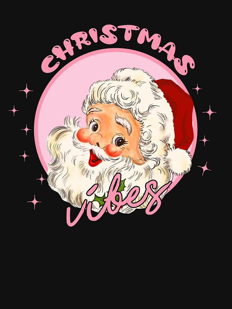 Retro Vintage Pink Santa Claus Christmas Vibes by kenishahembree