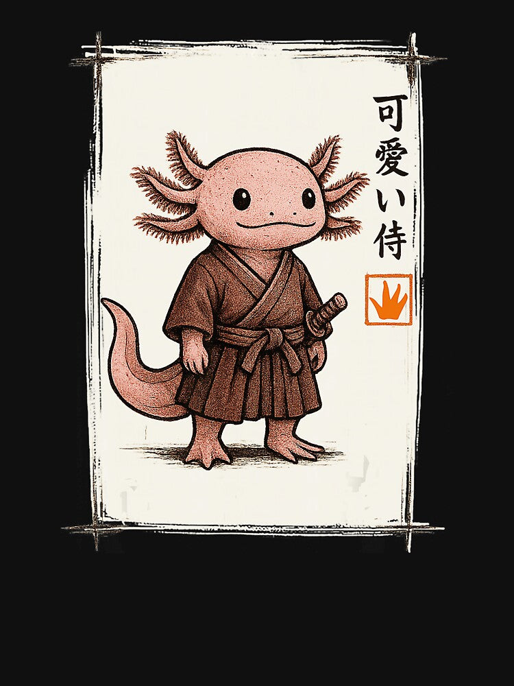 Samurai Axolotl Japanese Style Cute Illustration by titanlevi