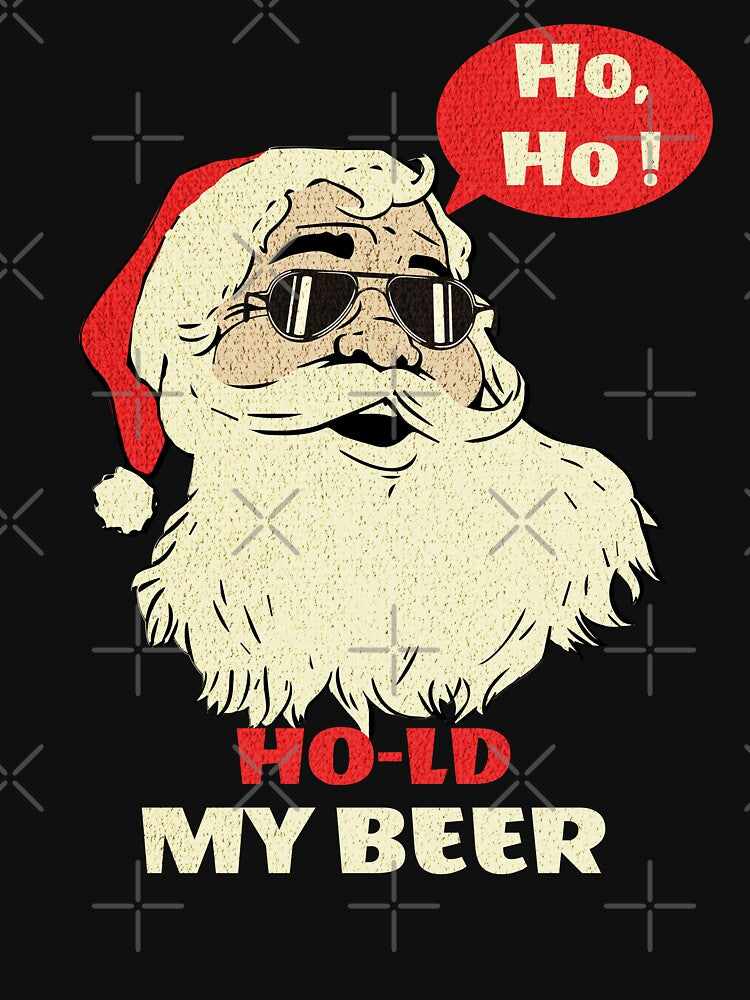 Funny Santa, Retro Christmas, Cool Santa "Hold My Beer" by Mariana Piana