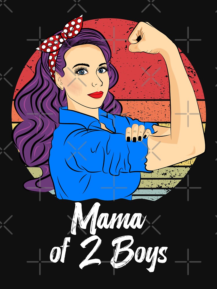 Mama of 2 Boys Vintage Mother’s Day Retro Squared Both Mama by ZNOVANNA